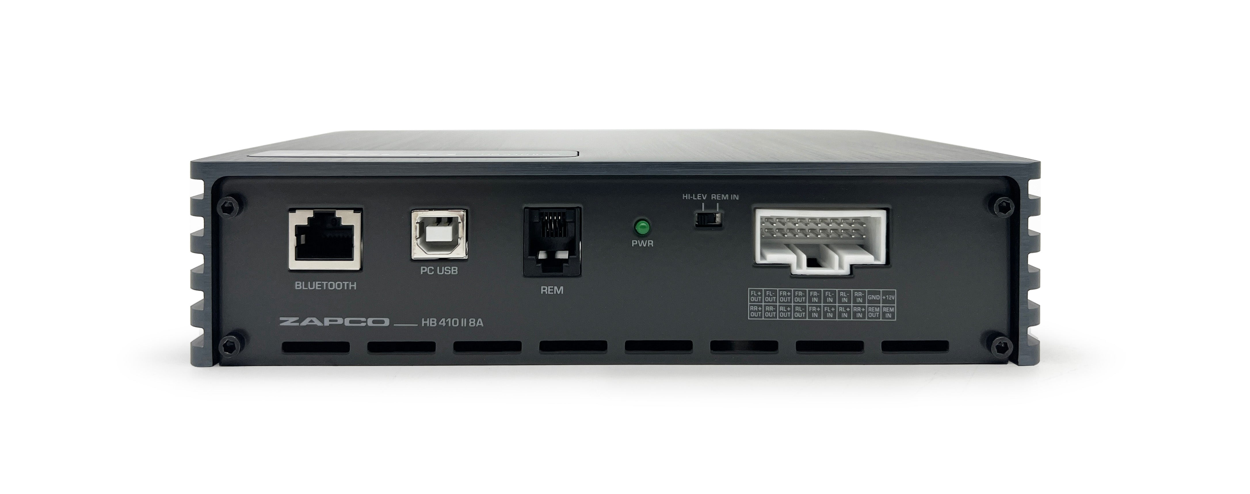 Zapco HB 410 II 8A 10-Ch. DSP/8-Ch. Class AB Amp, 4 In 10 Out RCA; BT & Player