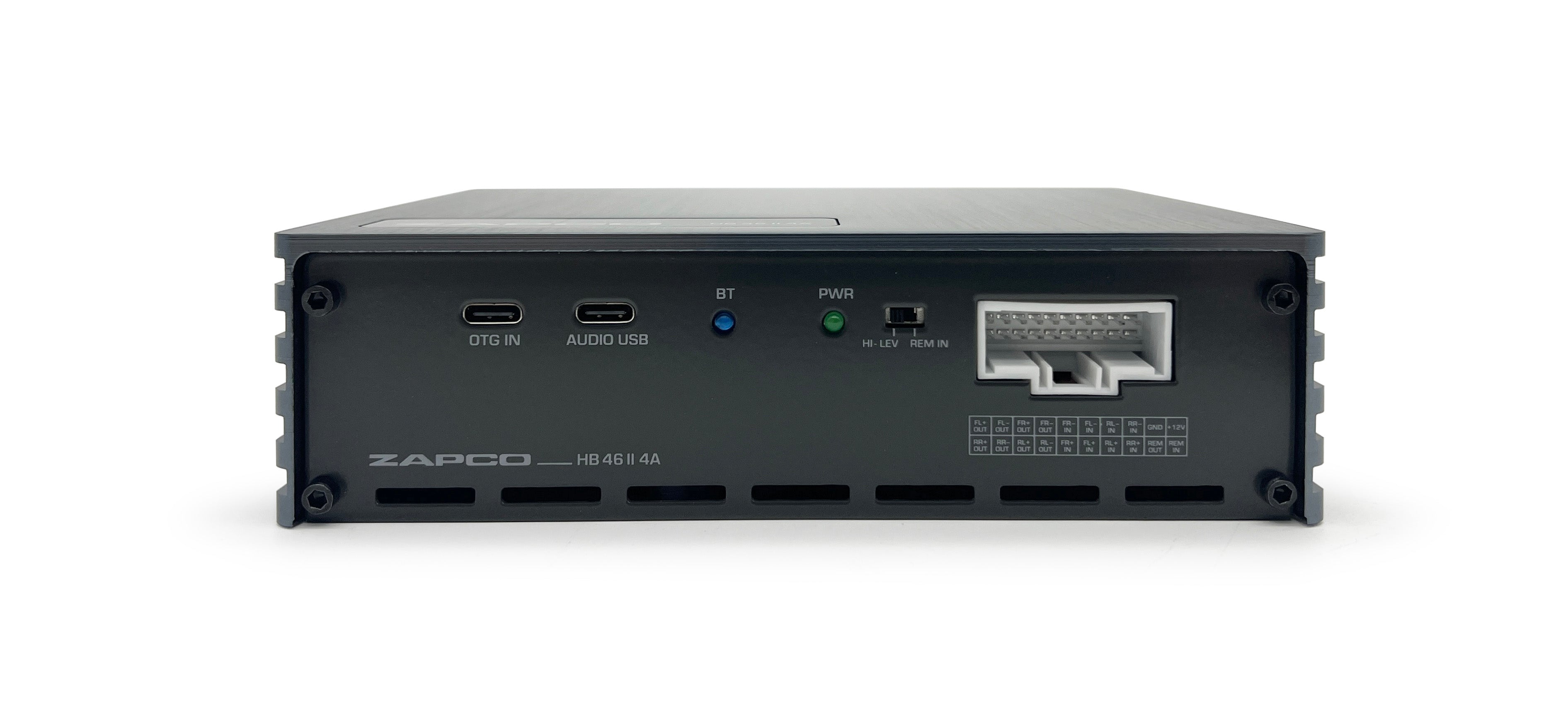 Zapco HB 46 II 4A 6-Ch. DSP/4-Ch. Class AB Amp, 4 In 6 Out RCA; BT & Player