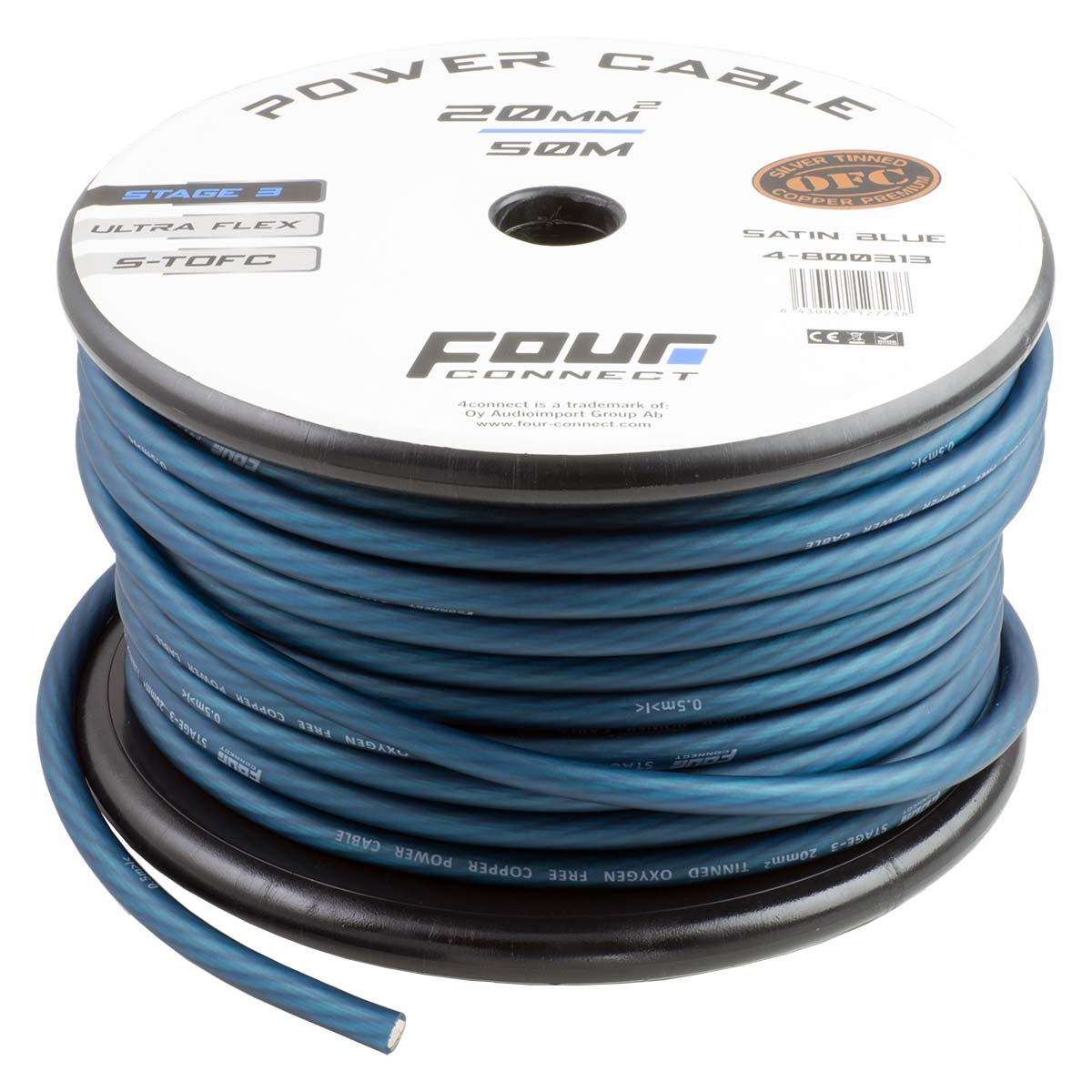 FOUR Connect 4 - 800313 STAGE3 20mm2 Satin Blue S - TOFC virtakaapeli - Audiokauppa.fi