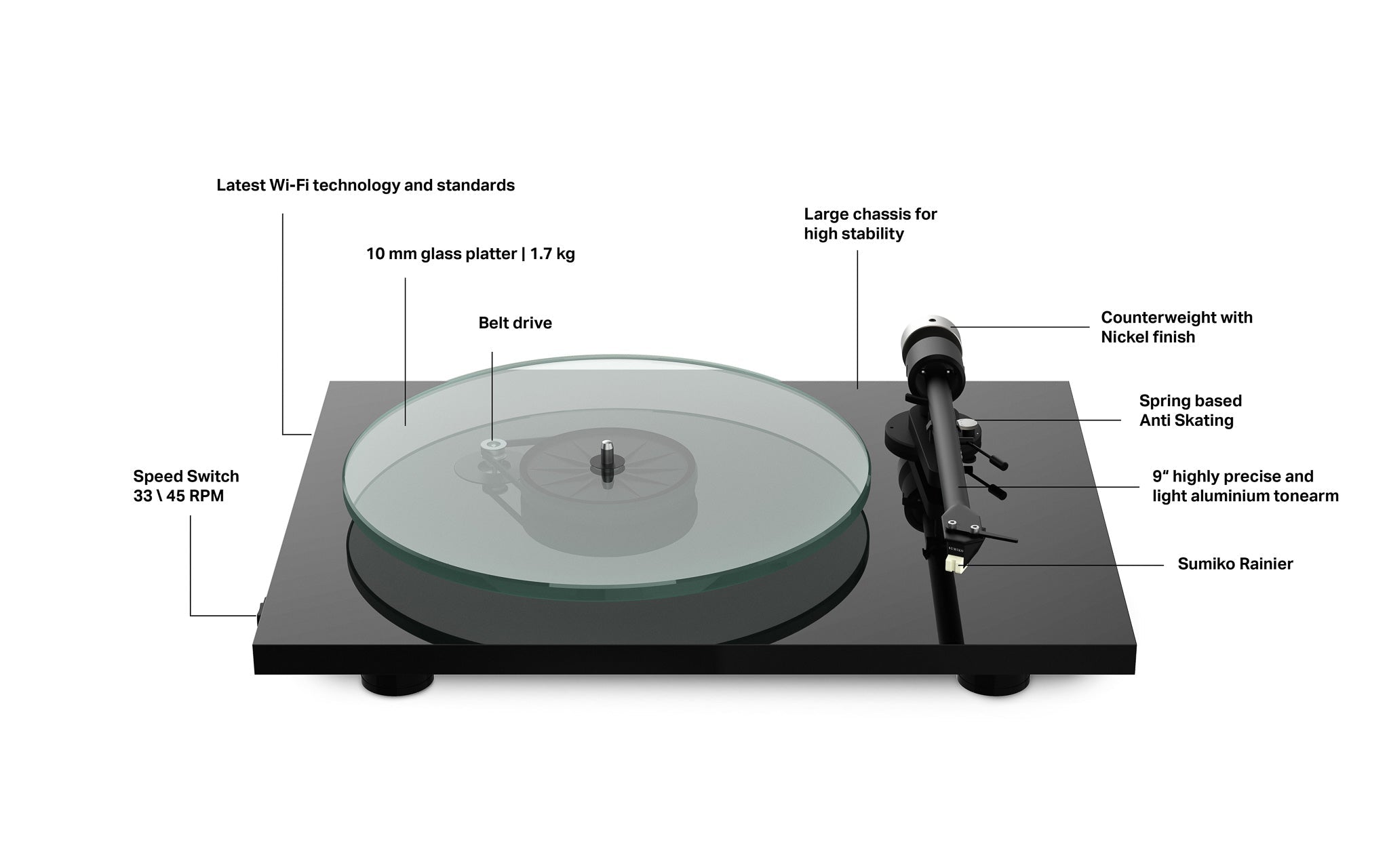 Pro - Ject T2 W WiFi levysoitin - Audiokauppa.fi