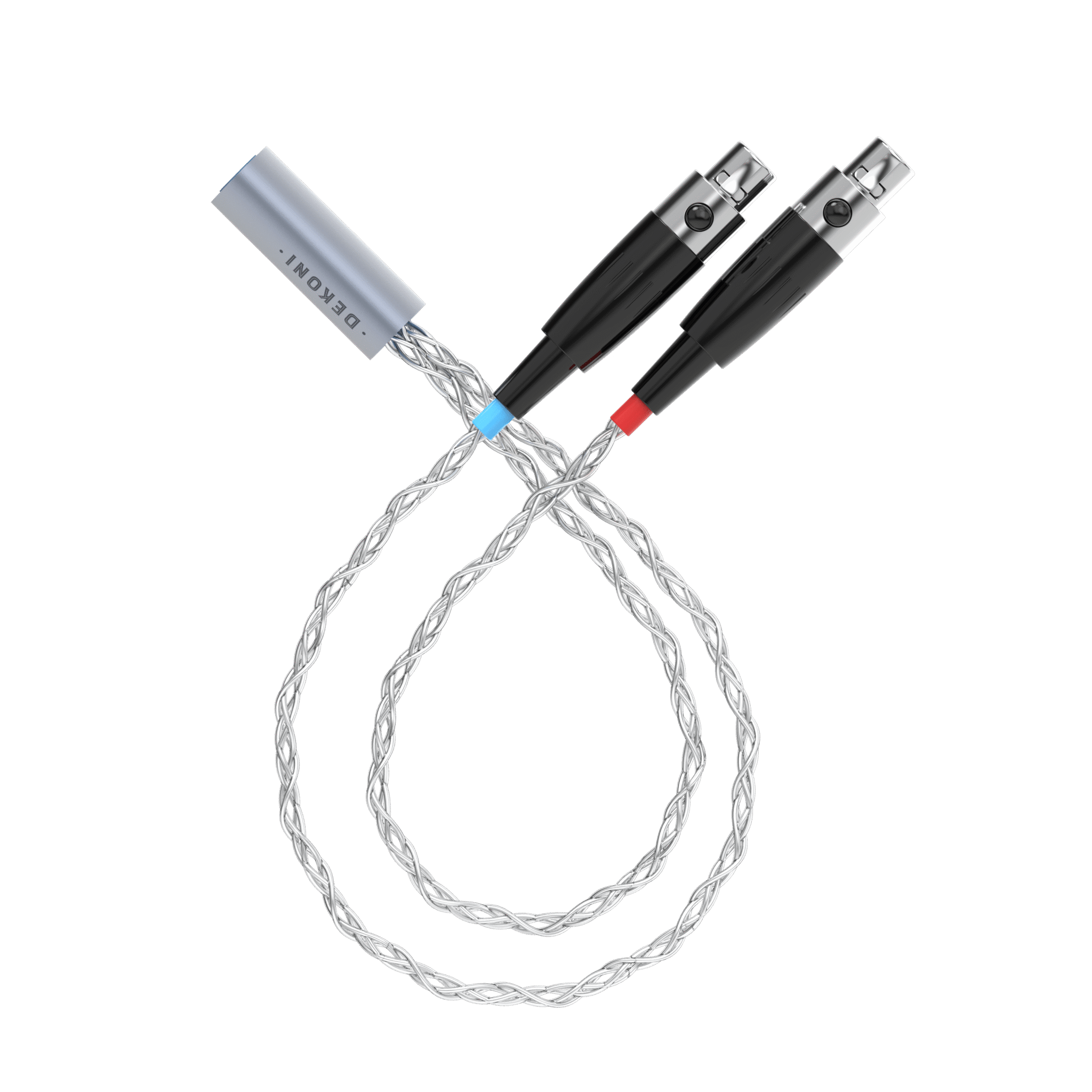 Dekoni Audio EMC Postsplit Silver Braided 4-pin mini XLR liittimillä