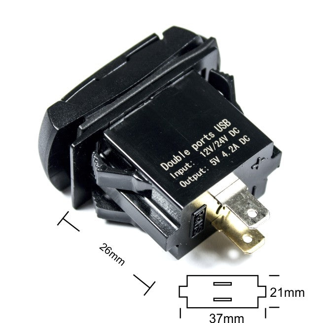 FOUR Connect 4-600157 waterproof 2x4.2A USB socket with voltage display