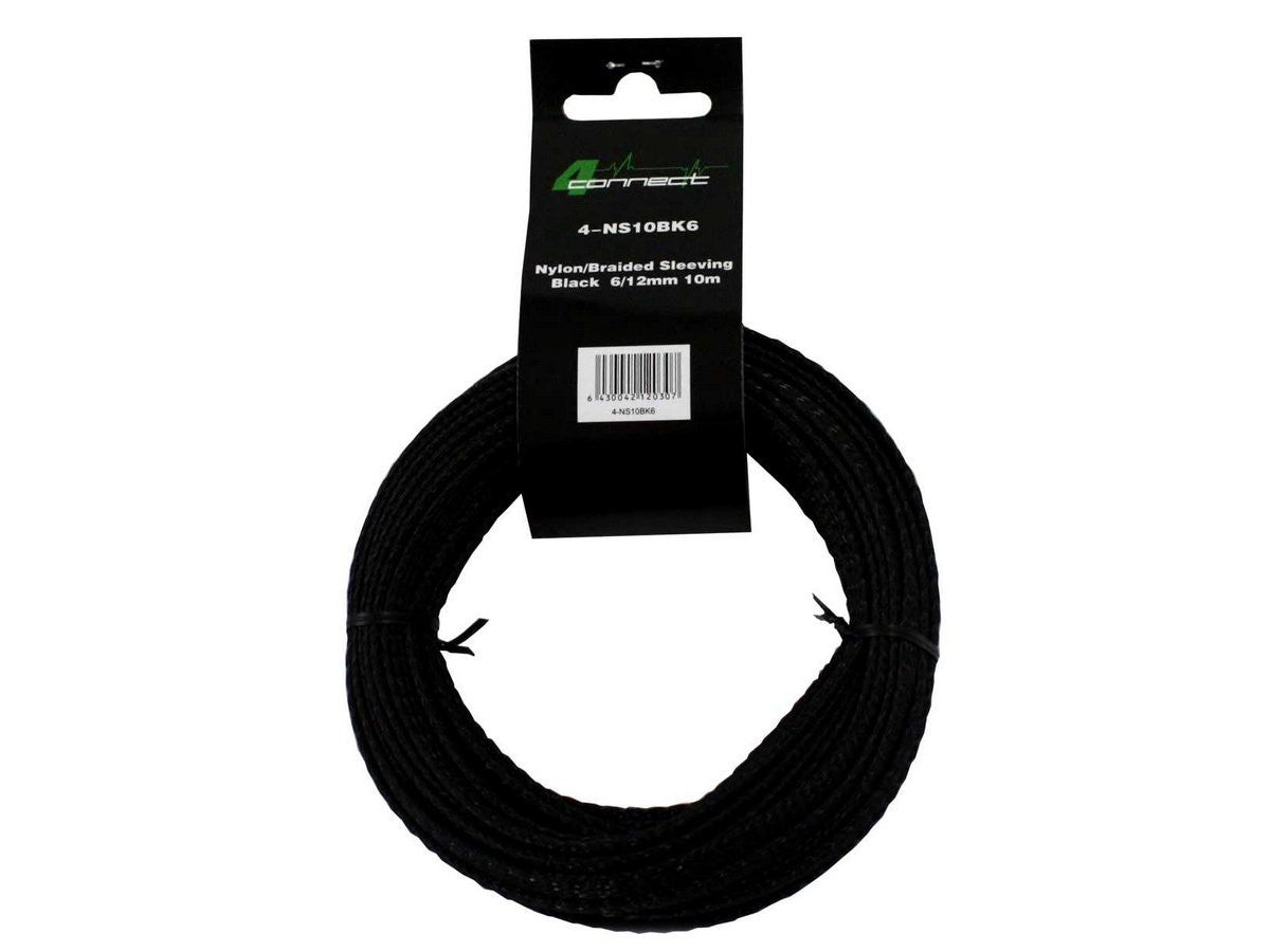 FOUR Connect 4-NS10BK6 nylon/kangas-sukka musta 6/12mm 10m