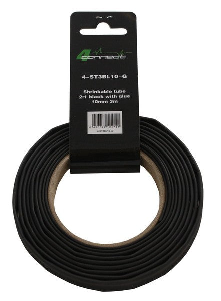 FOUR Connect 4-ST3BL10-G kutistesukka,  2:1 musta liimalla 10mm 3m