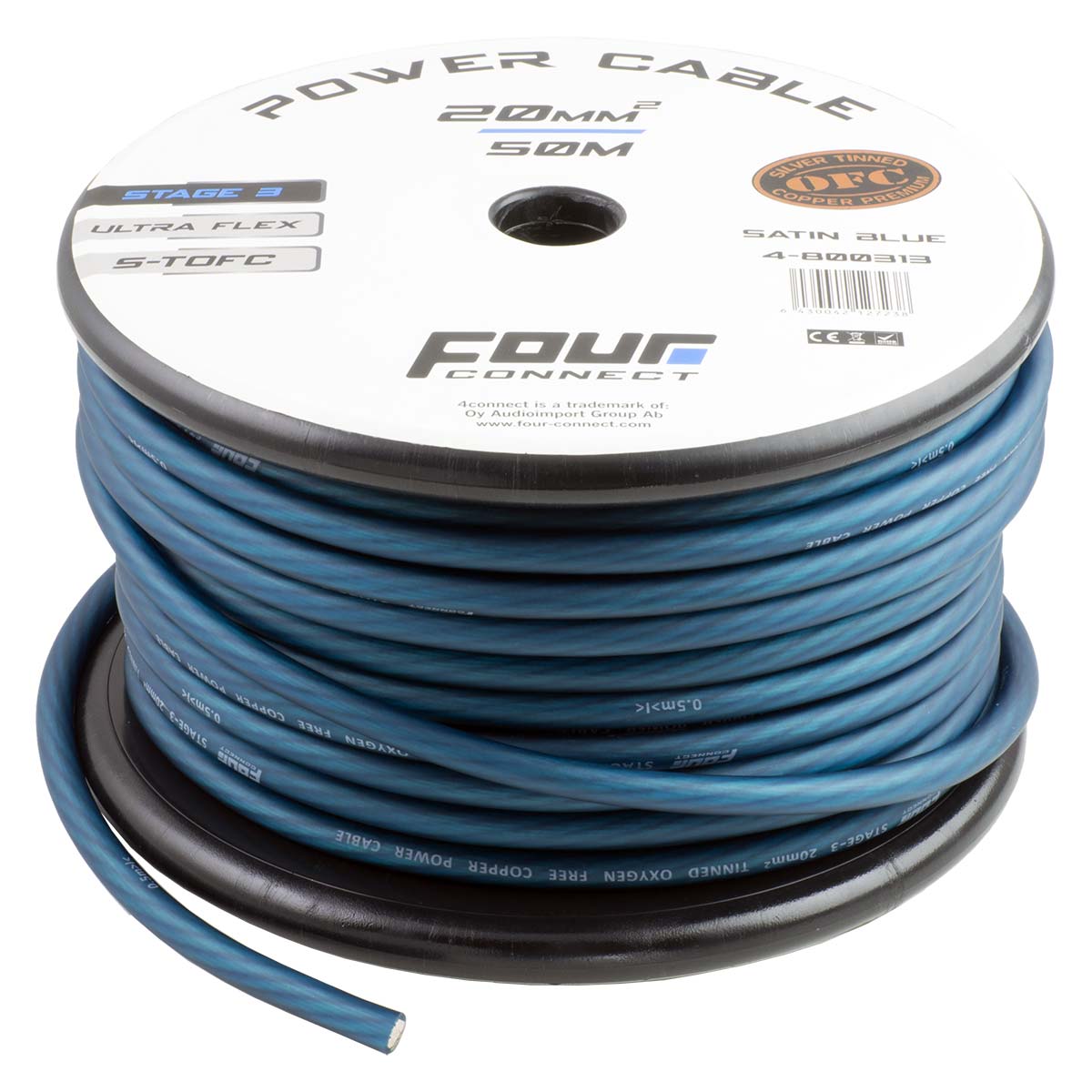 FOUR Connect 4-800313 STAGE3 20mm2 Satin Blue S-TOFC virtakaapeli