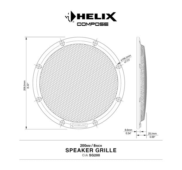 HELIX CiA SG200 kaiutinritilä