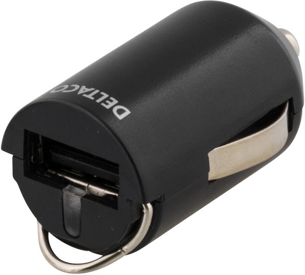 DELTACO car charger 12-24V - 5V 1A USB, black