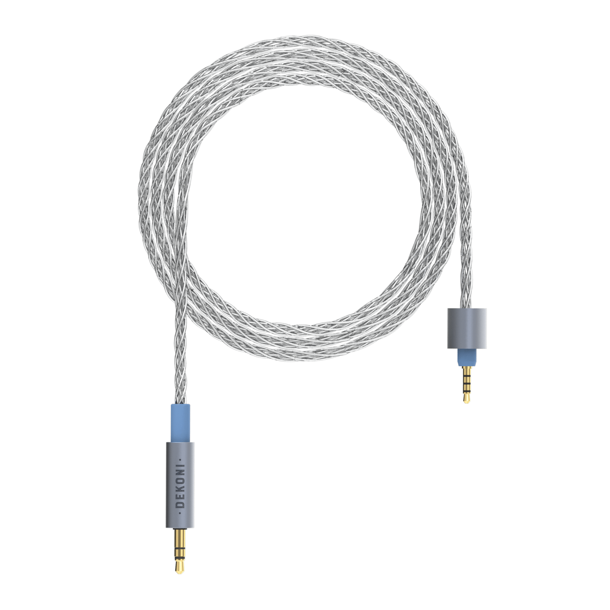 Dekoni Audio MCS Presplit 3.5 mm Silver Braided kuulokekaapeli - Audiokauppa.fi