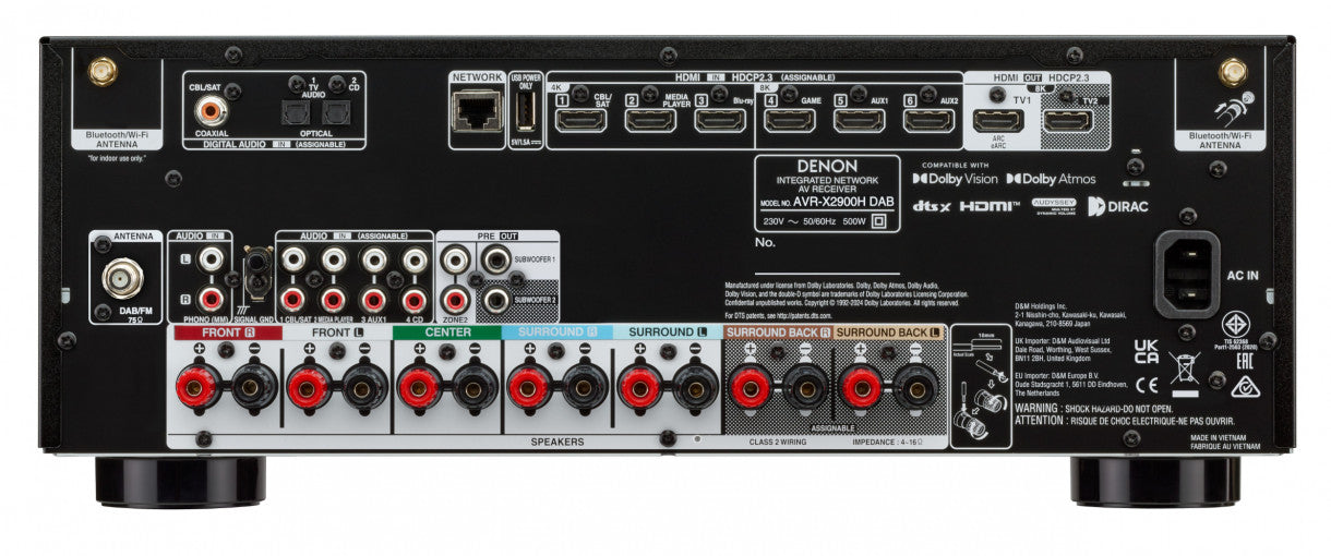 Denon AVR-X2900H DAB 7.2 AV-viritinvahvistin