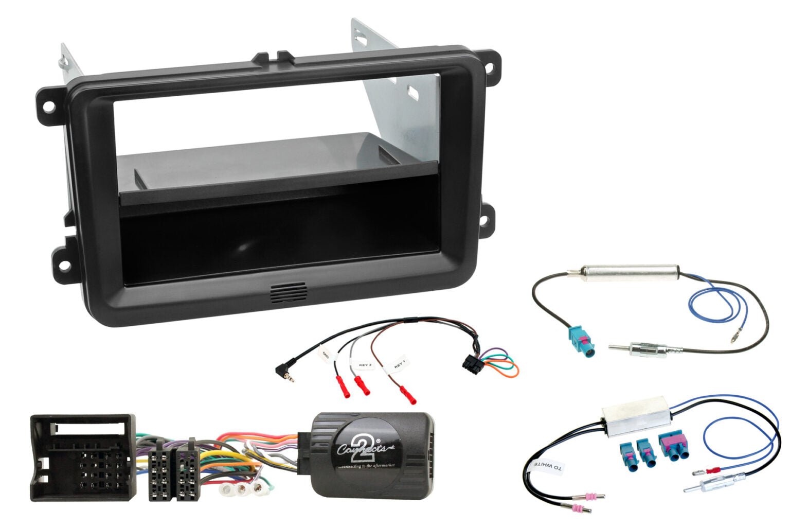 Golf V/VI, Passat B6/B7, Polo, Jetta ym. (Myös Halo9/Halo11) 1 - DIN/2 - DIN soittimen asennuskitti - Audiokauppa.fi