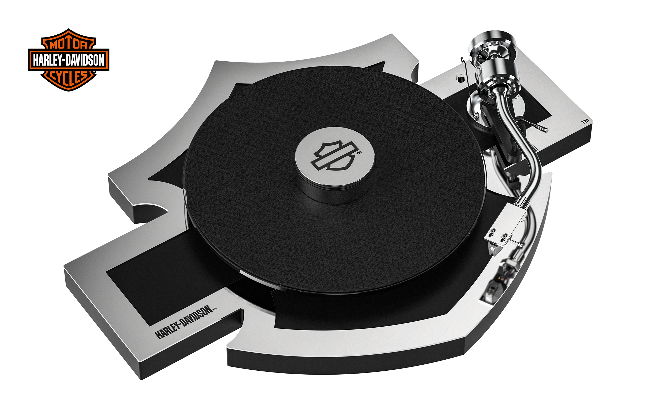 Pro-Ject Harley-Davidson levysoitin, nahkamatto ja keskiöpaino