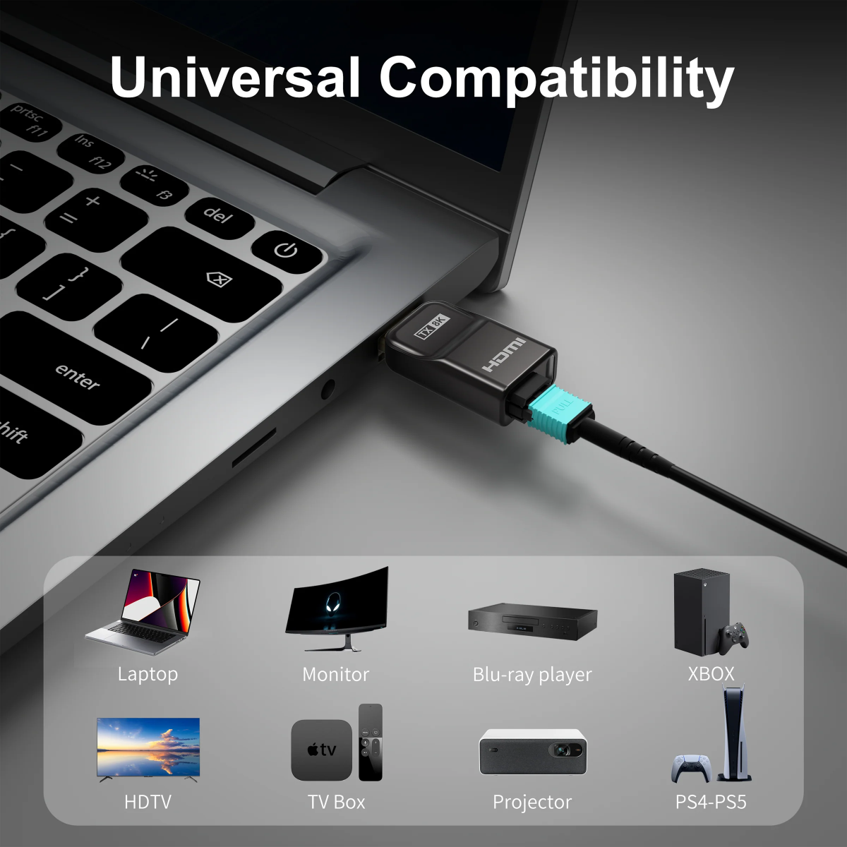 RuiPro 8K panssaroitu HDMI-kuitukaapeli irrotettavilla liittimillä 48 Gbit/s