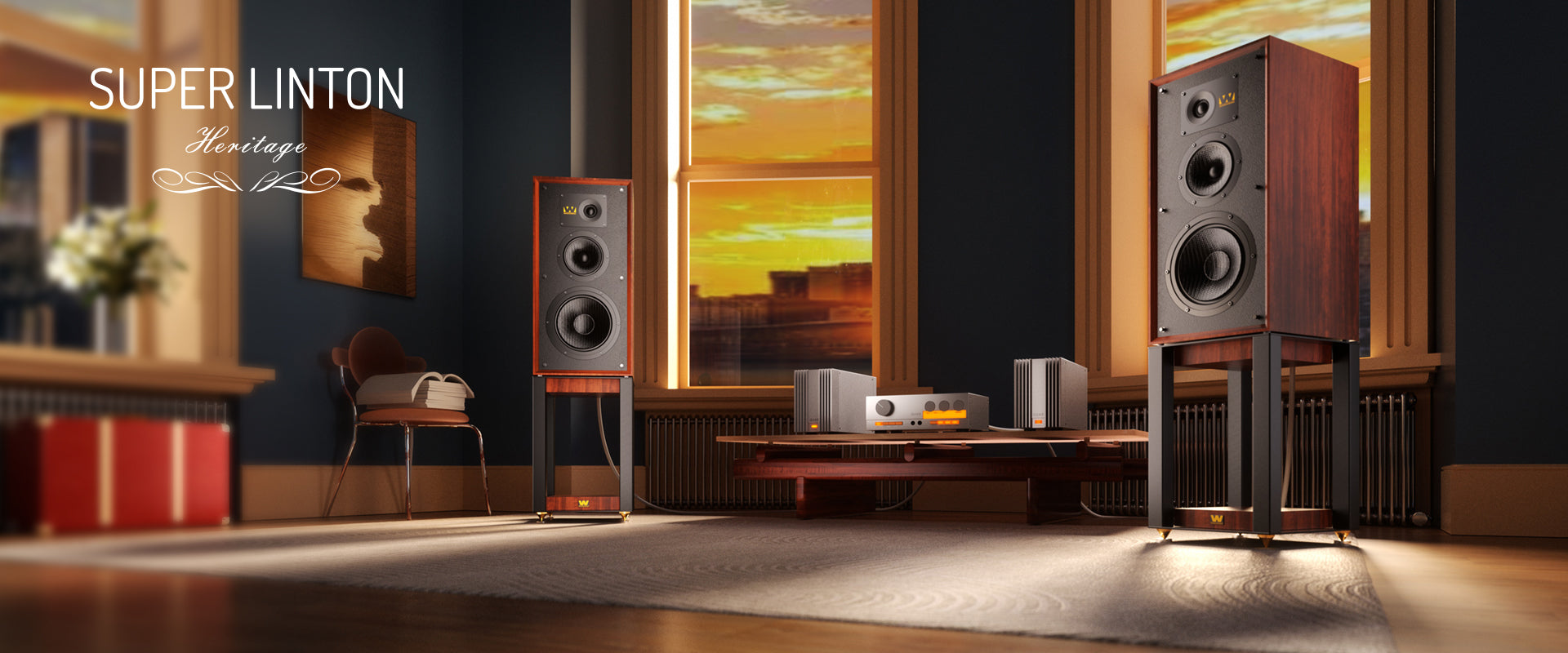 Wharfedale Super LINTON speaker pair with LINTON Stands