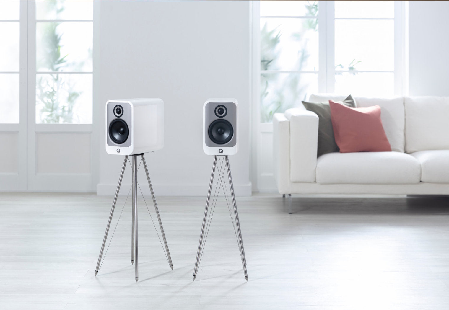 Q Acoustics Concept 30 pair of pedestal speakers
