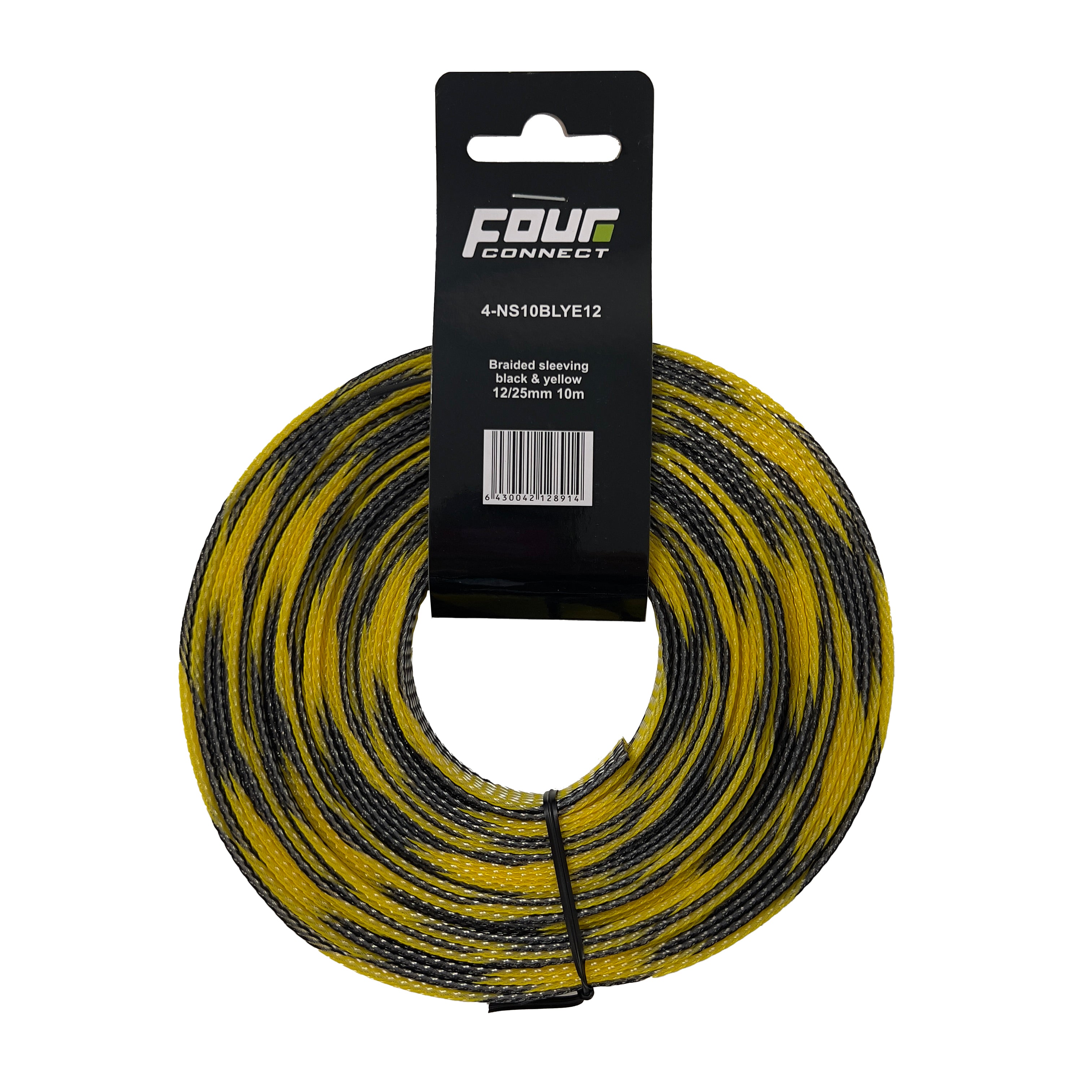 FOUR Connect 4-NS10BLYE12 nylon sock black-yellow 12/25mm 10m