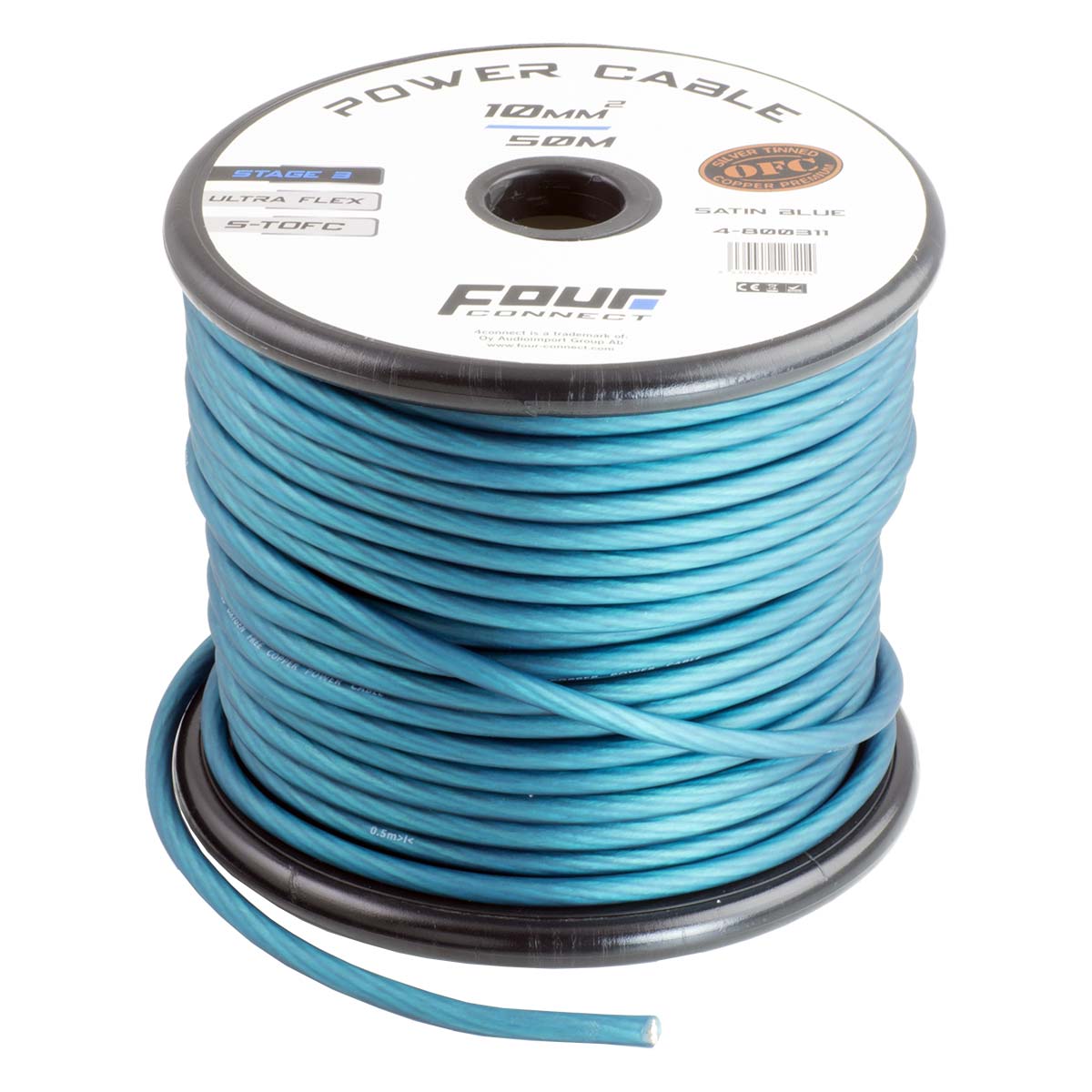 FOUR Connect 4-800311 STAGE3 10mm2 Satin Blue S-TOFC power cable, 50 meters