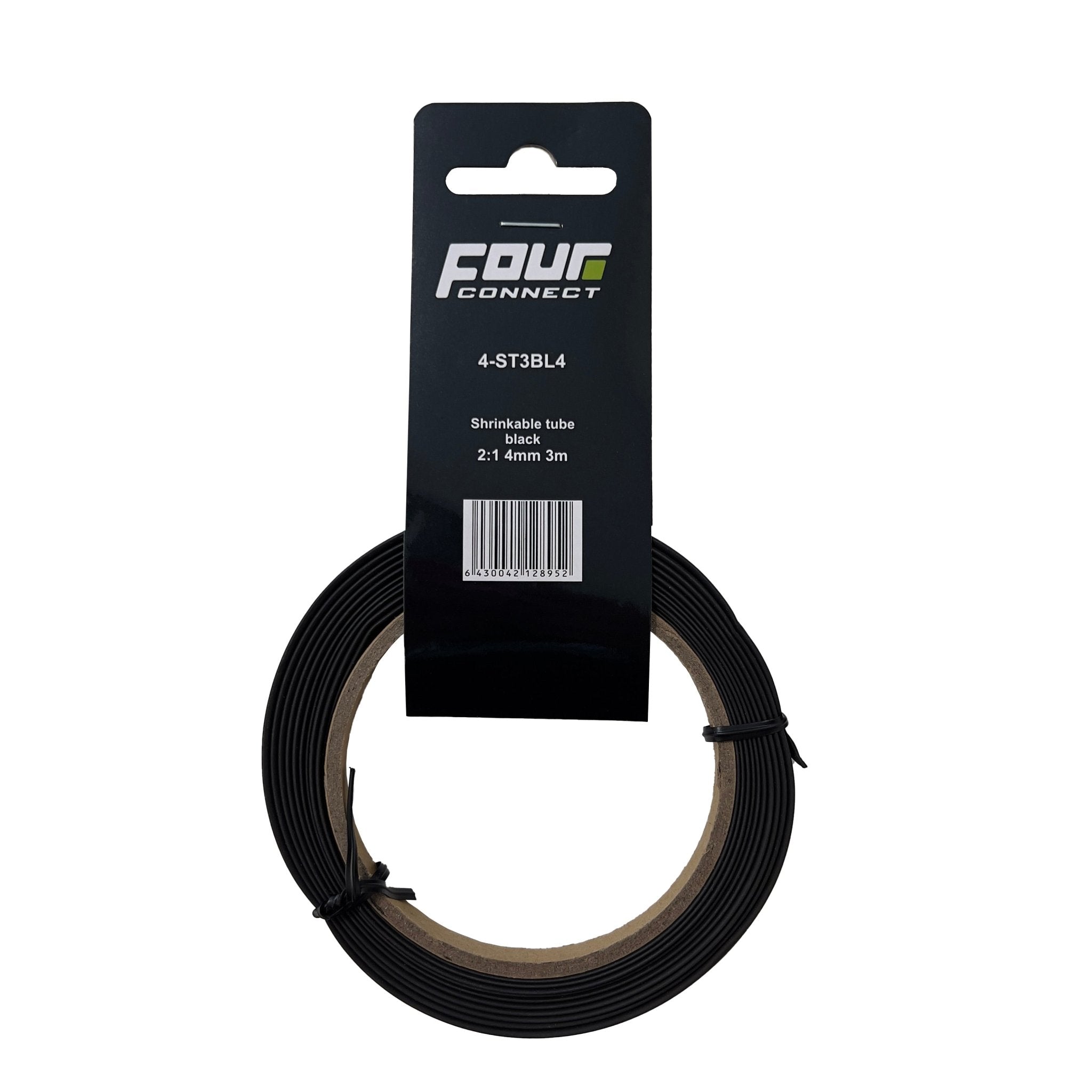 FOUR Connect 4 - ST3BL4 kutistesukka, 2:1 musta 4mm 3m - Audiokauppa.fi