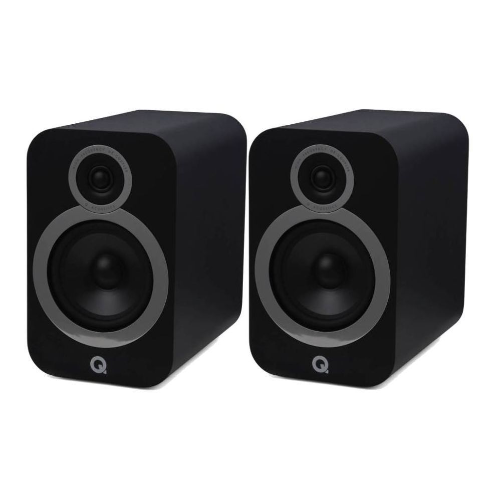 A pair of Q Acoustics 3030i pedestal speakers